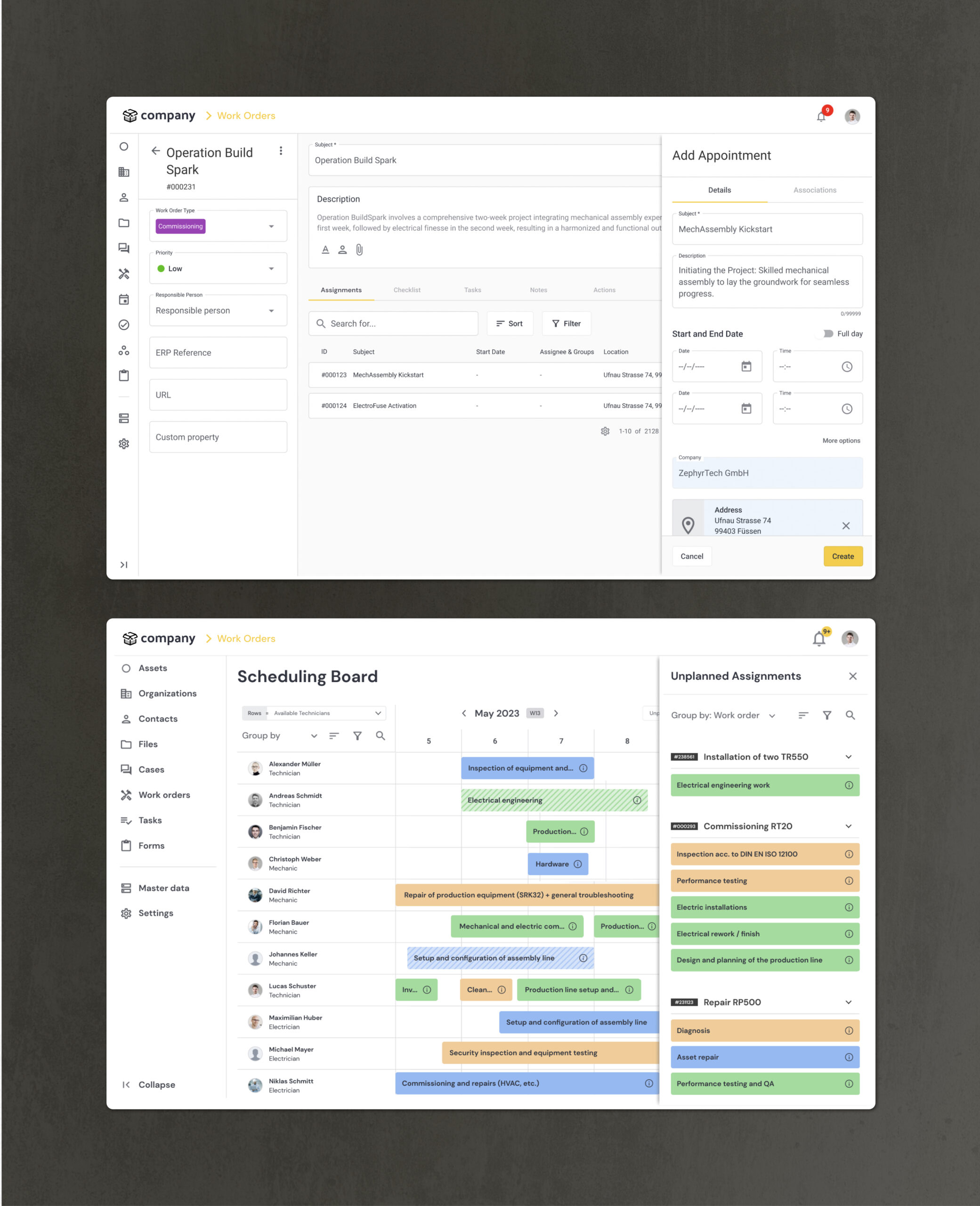 Scheduling board redesign / Assignments