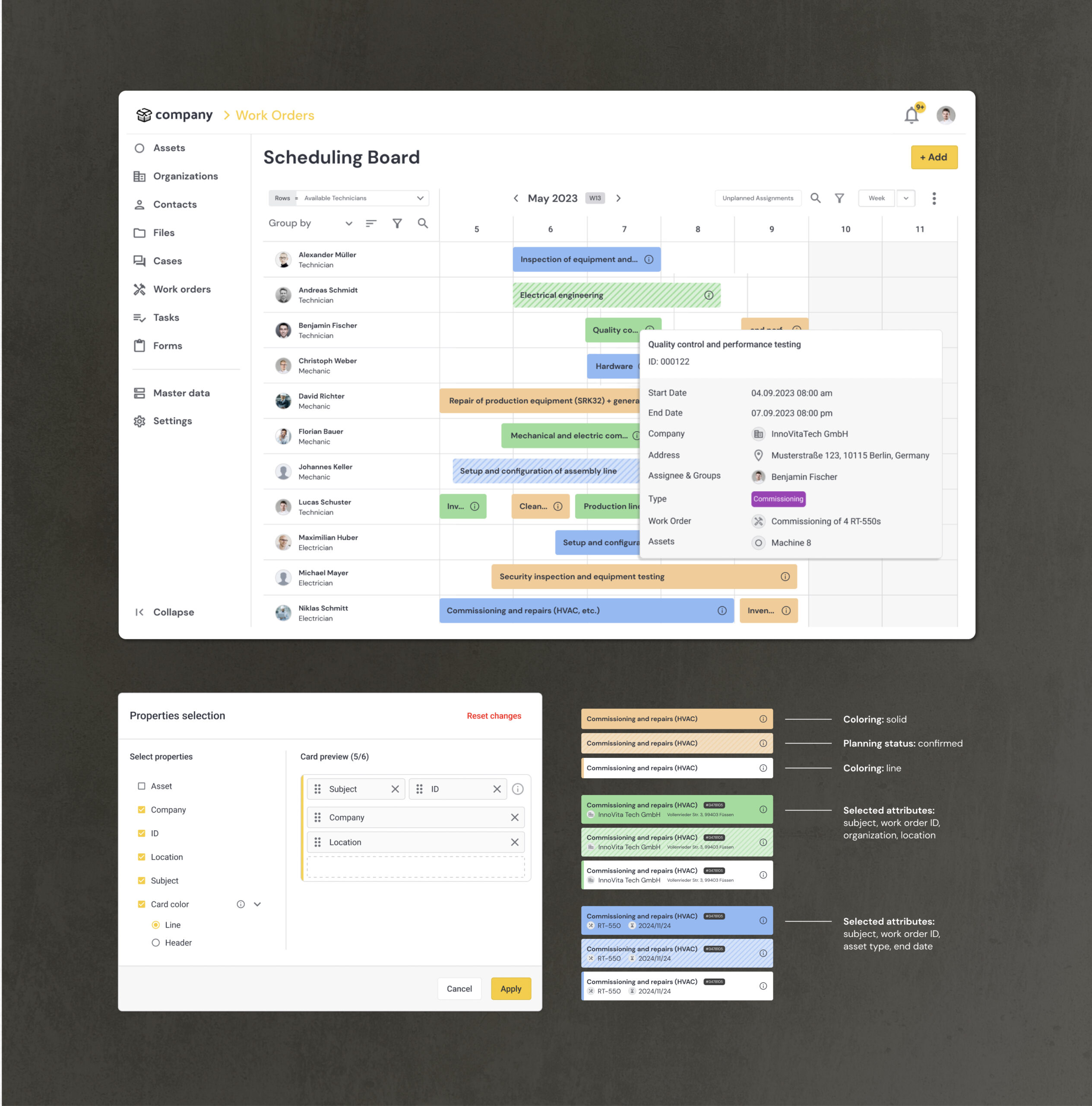 Scheduling board redesign / Usability & Customization improvements